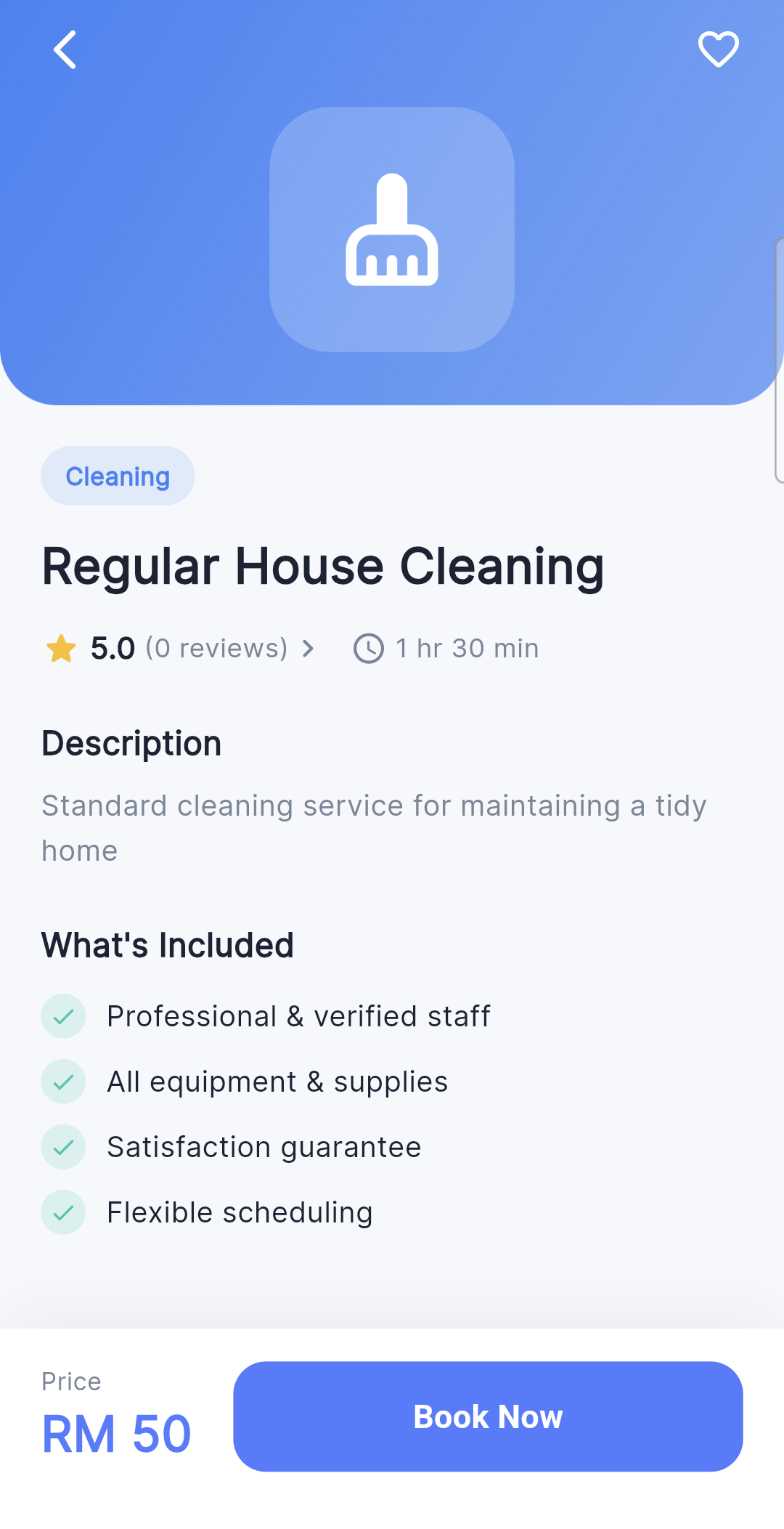 A home cleaning service with its upfront price in the GoodHelper app